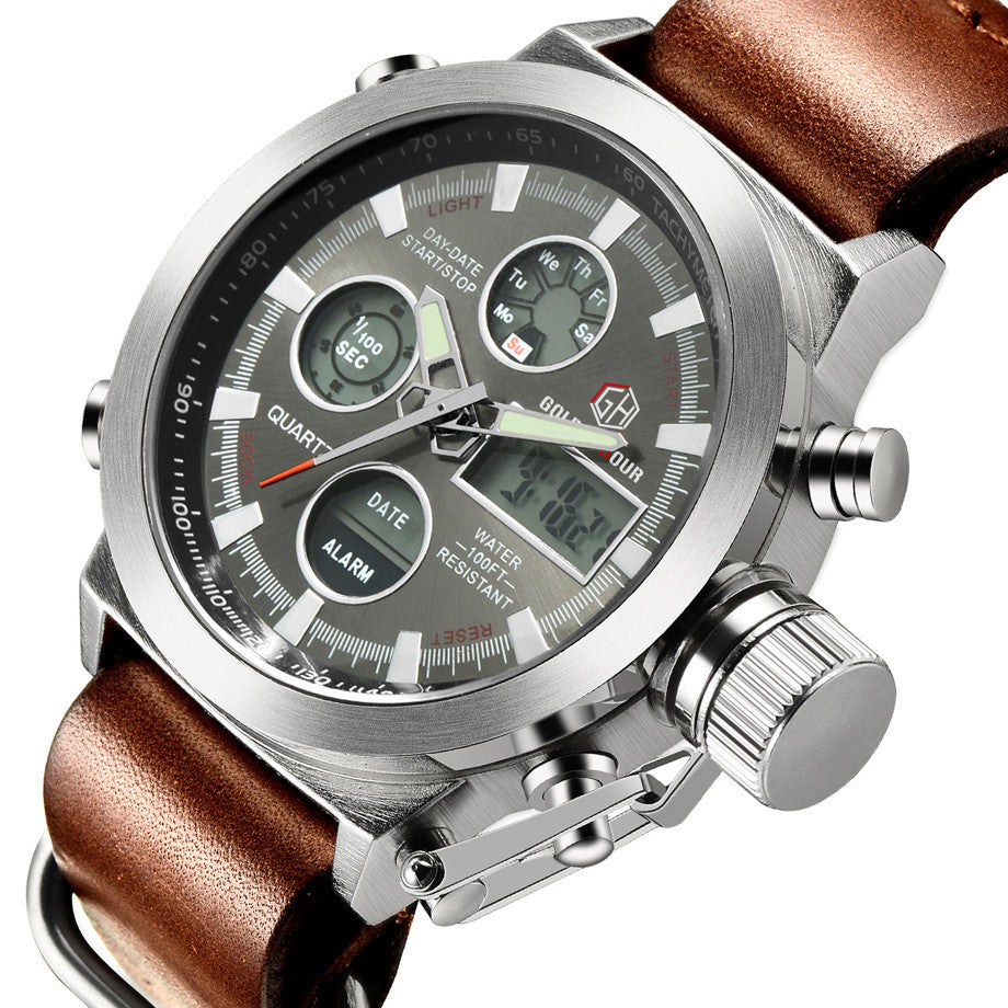 Men's Luxury Military Quartz Watch – LED Analog Sports Timepiece
