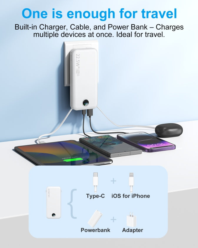 AC Socket For Fast Charging, It Comes With A Dual-wire Digital Display Power Bank