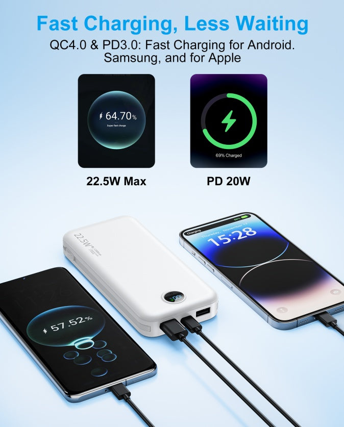 AC Socket For Fast Charging, It Comes With A Dual-wire Digital Display Power Bank
