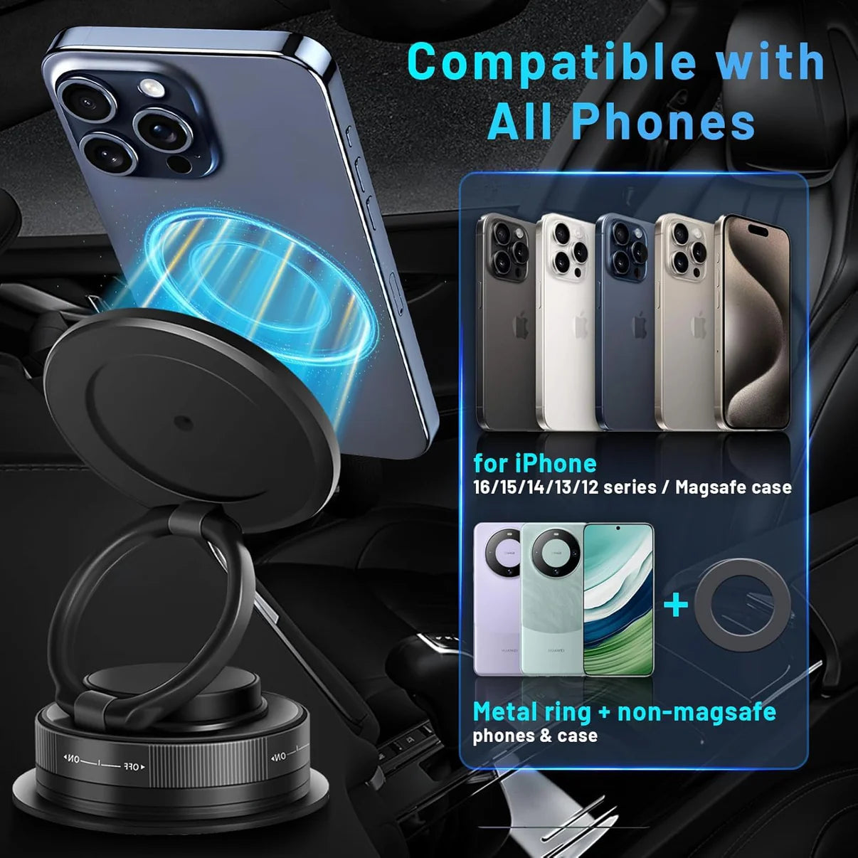 Magnifix Phone Holder | Strong Magnetic Vacuum Navigation