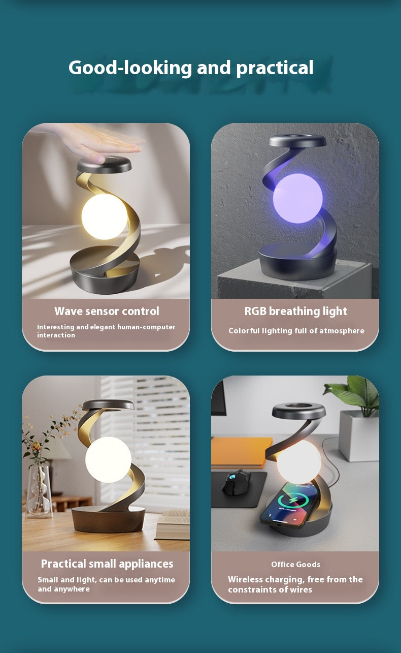 Rotating Sensor Control Moon Lamp with Wireless Charging
