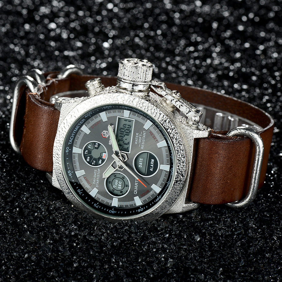 Men's Luxury Military Quartz Watch – LED Analog Sports Timepiece