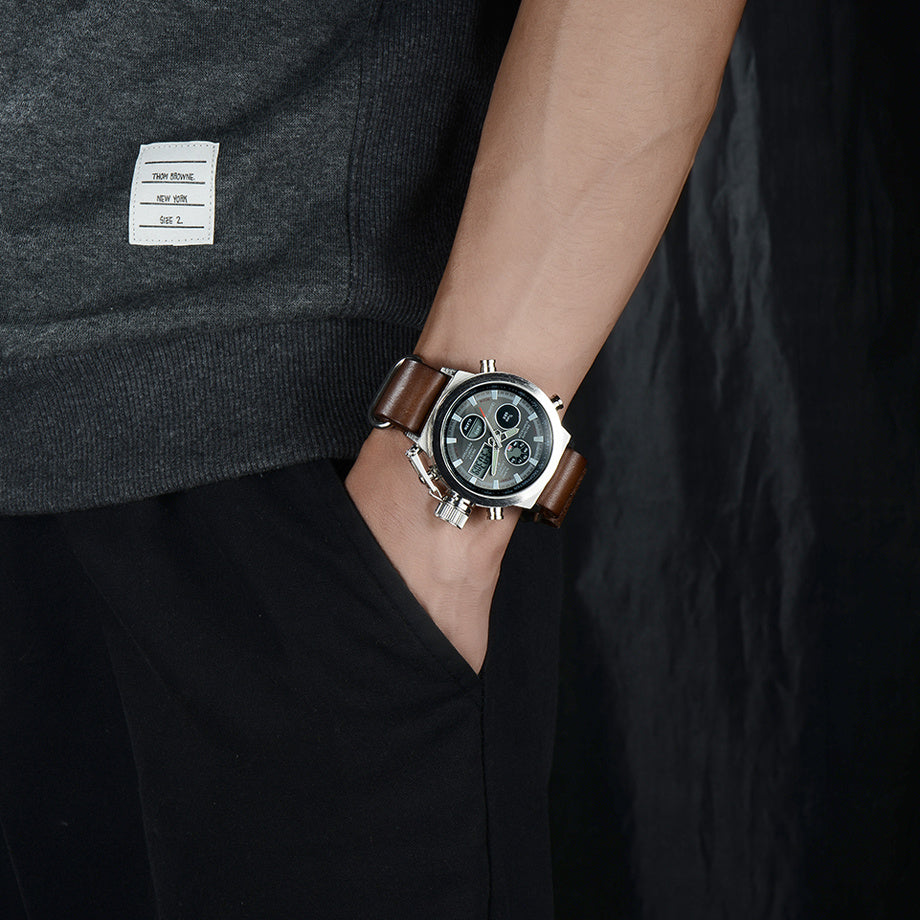 Men's Luxury Military Quartz Watch – LED Analog Sports Timepiece