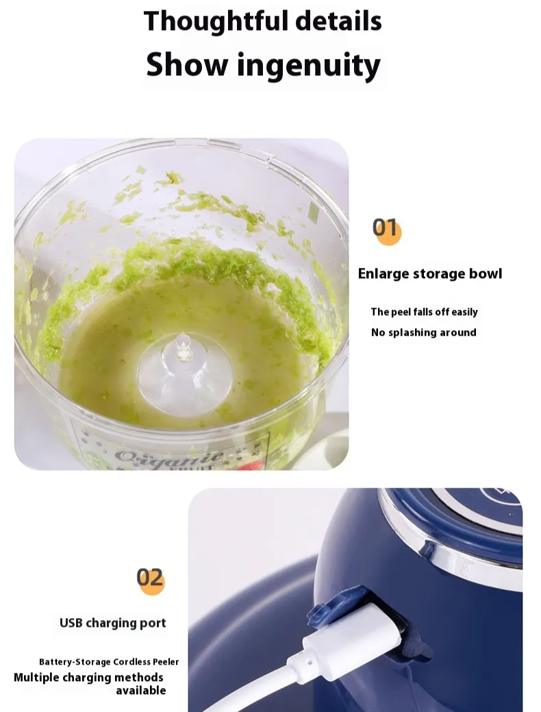 USB Rechargeable Automatic Electric Vegetable & Fruit Peeler