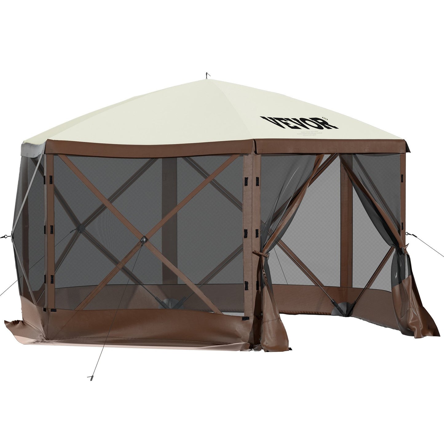 6-Sided Pop-Up Camping Gazebo – Screen Tent for 8, 300D Waterproof, Easy Setup