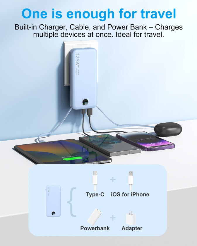 AC Socket For Fast Charging, It Comes With A Dual-wire Digital Display Power Bank