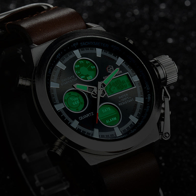 Men's Luxury Military Quartz Watch – LED Analog Sports Timepiece