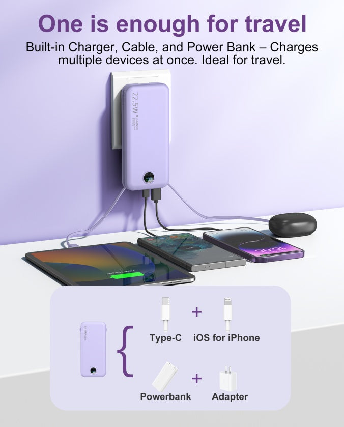 AC Socket For Fast Charging, It Comes With A Dual-wire Digital Display Power Bank