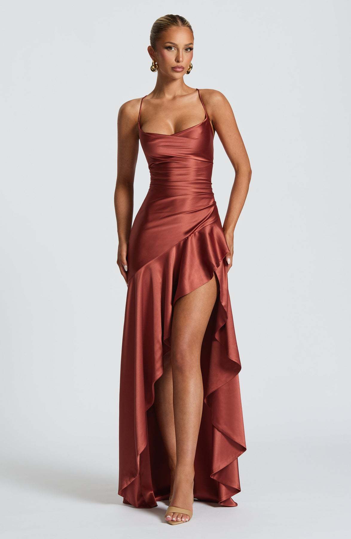 Women's Backless Ruffle Split Maxi Dress – Summer Party Outfit