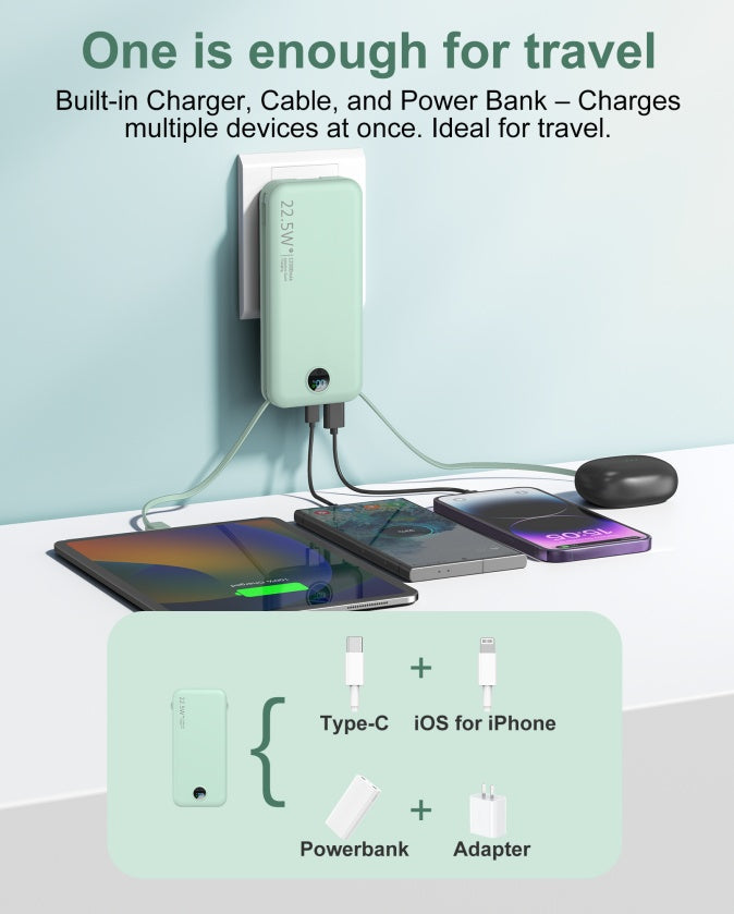 AC Socket For Fast Charging, It Comes With A Dual-wire Digital Display Power Bank
