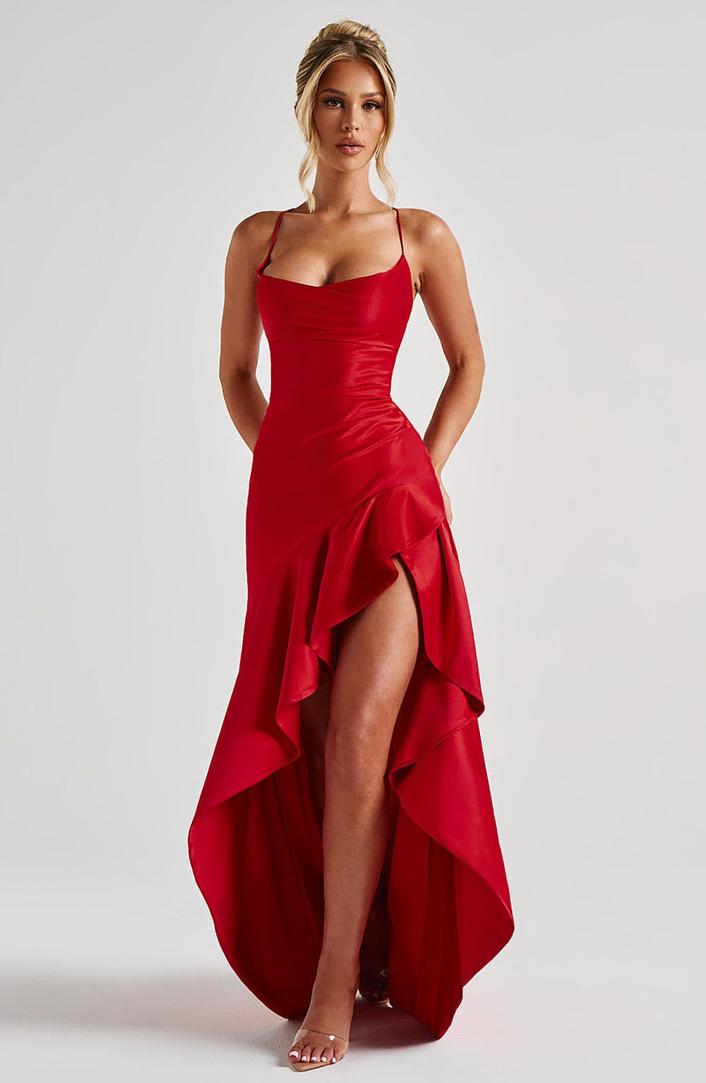Women's Backless Ruffle Split Maxi Dress – Summer Party Outfit
