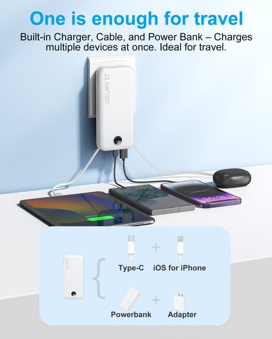 AC Socket For Fast Charging, It Comes With A Dual-wire Digital Display Power Bank