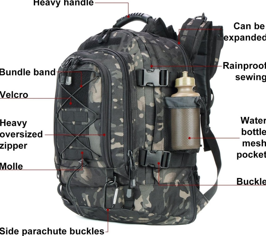 Expandable Tactical Backpack 40-64L – Military, Hiking & Gym Bag