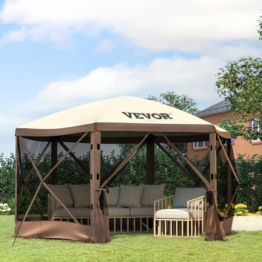 6-Sided Pop-Up Camping Gazebo – Screen Tent for 8, 300D Waterproof, Easy Setup