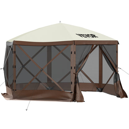 6-Sided Pop-Up Camping Gazebo – Screen Tent for 8, 300D Waterproof, Easy Setup