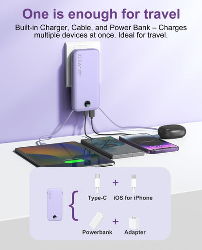AC Socket For Fast Charging, It Comes With A Dual-wire Digital Display Power Bank