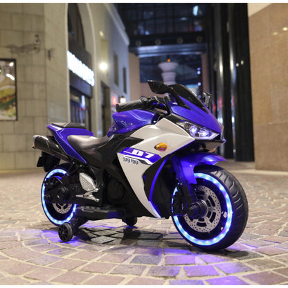 12V Electric Ride-On Motorcycle for Kids – Manual Throttle, Training Wheels, Lighting Wheels
