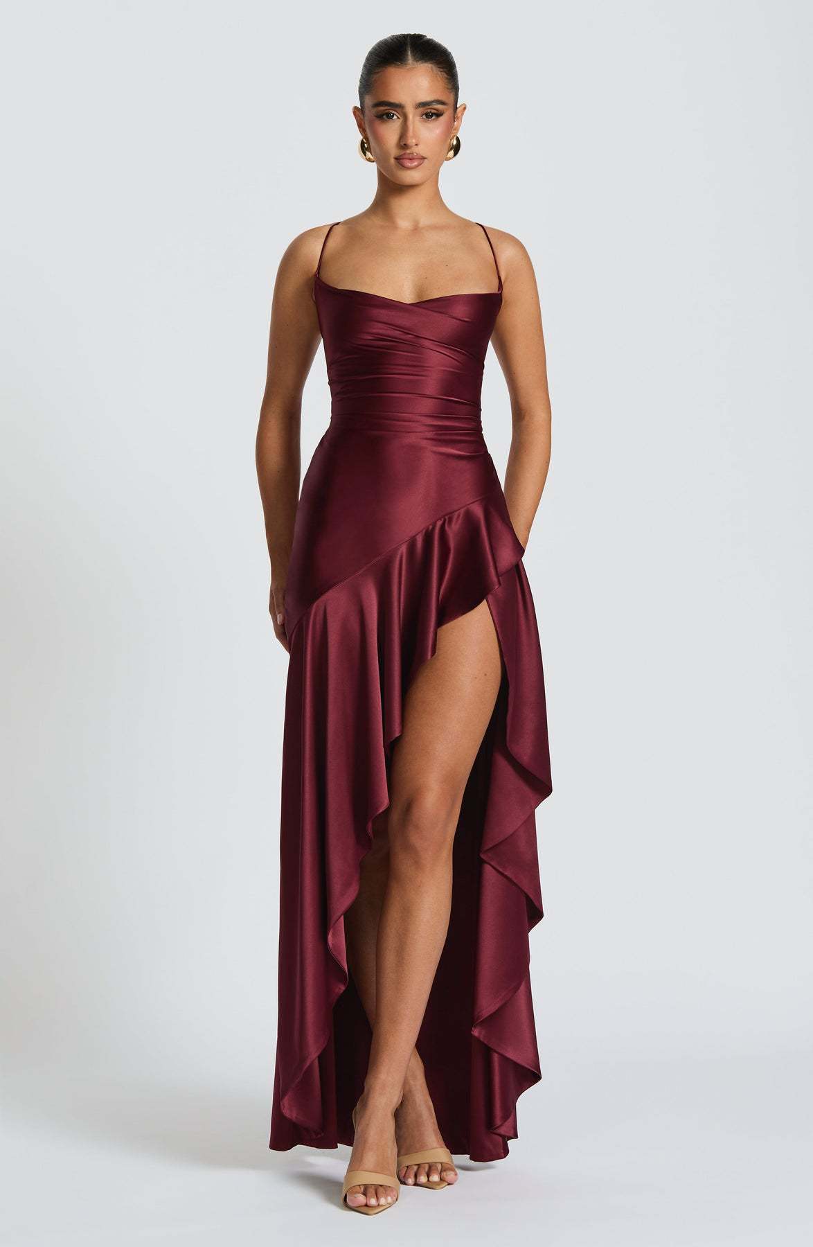 Women's Backless Ruffle Split Maxi Dress – Summer Party Outfit